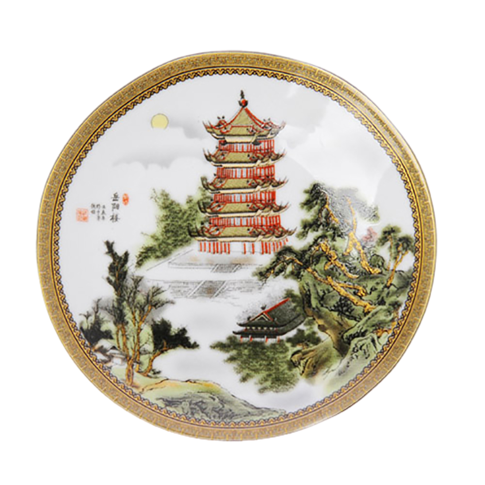 山水畫{有落款}碟皿【十方】136146