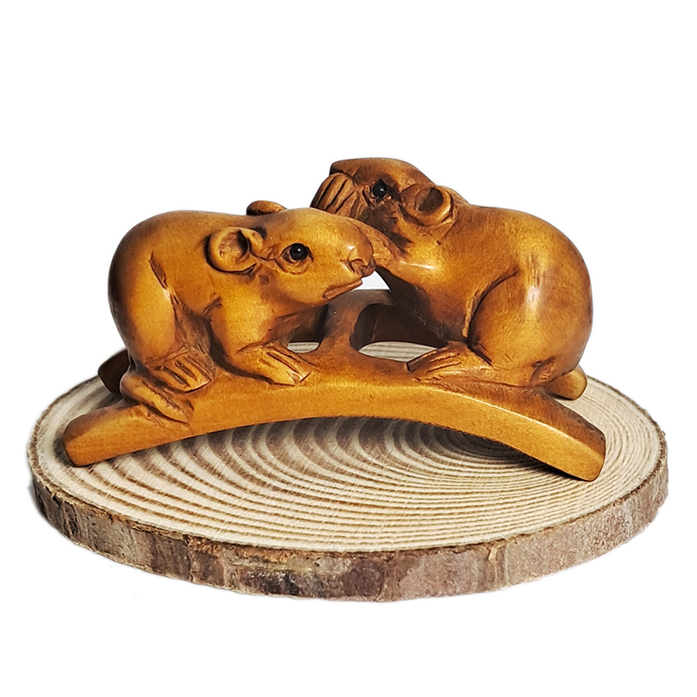 鼠來寶 黃楊木精雕【十方】136890