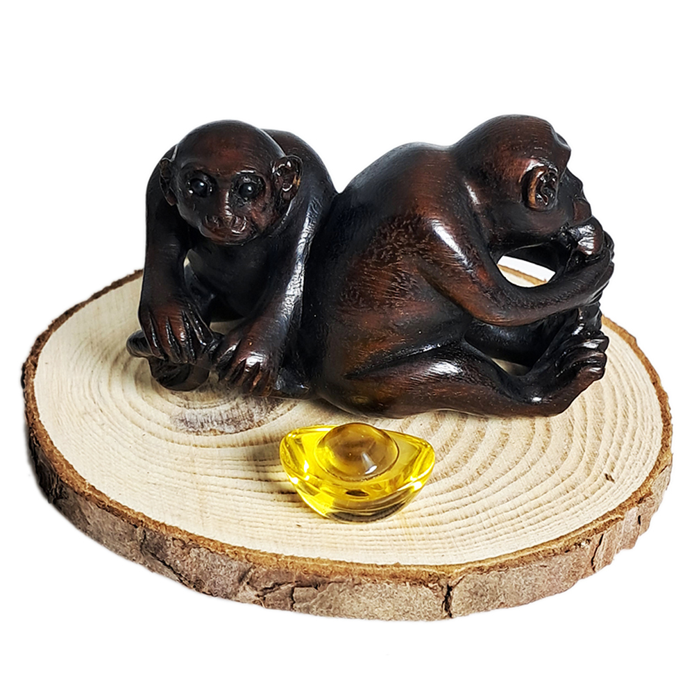 招財猴{檀木}開運精品【十方】139627