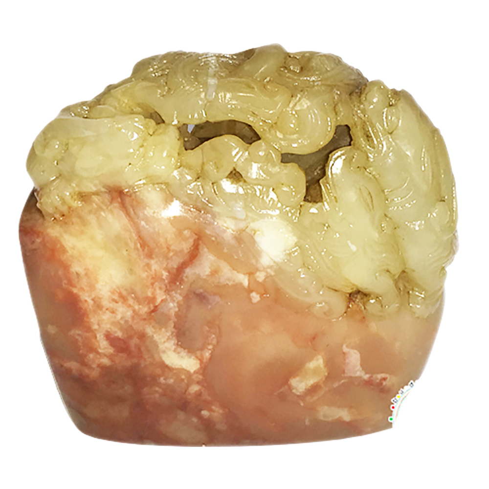 龍鳳巧雕 雞血石印章7*6.2*3.7公分【十方】144031