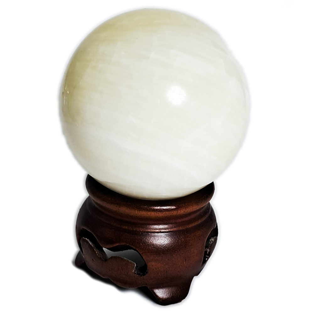 天然硨磲球&花梨木座 高7.5公分【十方】145725