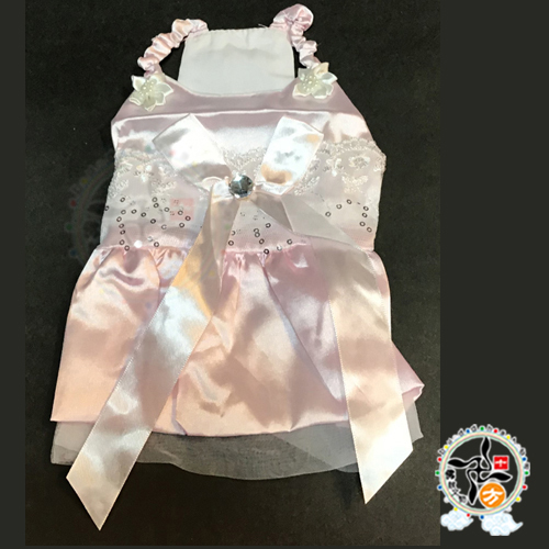 粉色緞面洋裝寵物衣服S【十方】147324