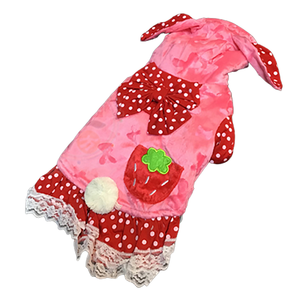 草莓兔裝寵物衣服M【十方】147297