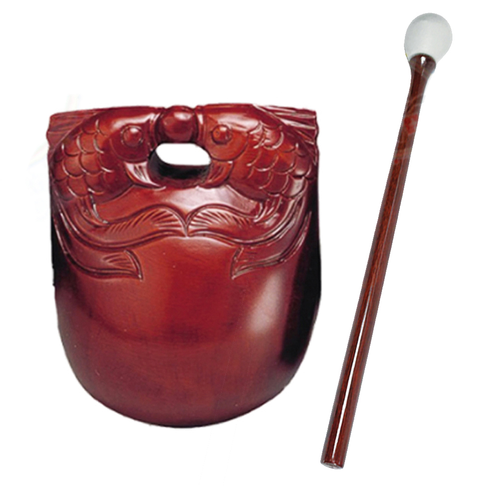 紅木簡雕木魚4吋 附木魚棒【十方】146698
