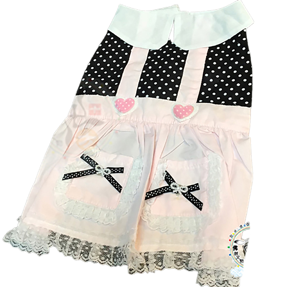 黑白點粉色洋裝寵物衣服L【十方】147300