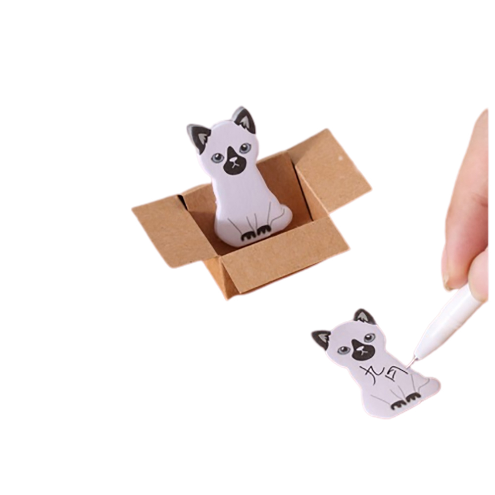 黑耳白貓坐紙箱 創意便利貼【十方】149555