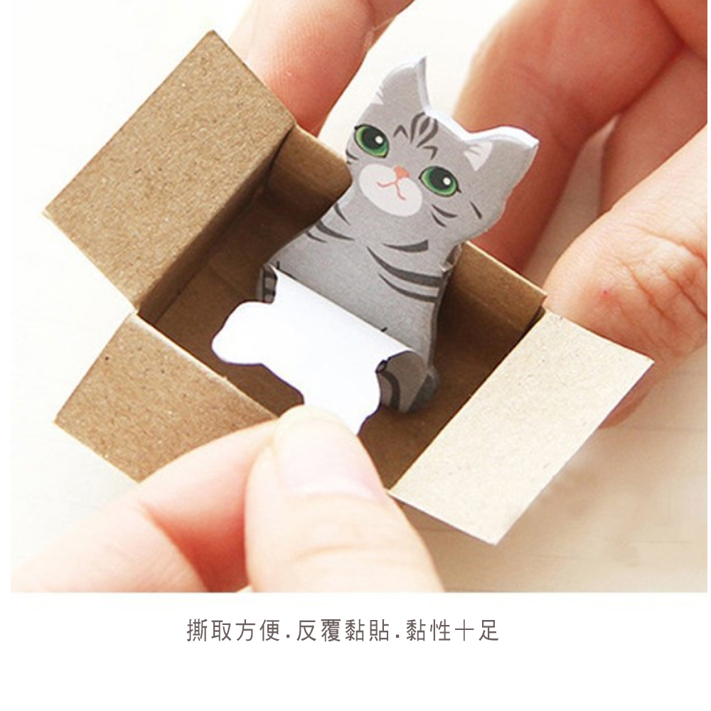 灰貓坐紙箱 創意便利貼【十方】149554