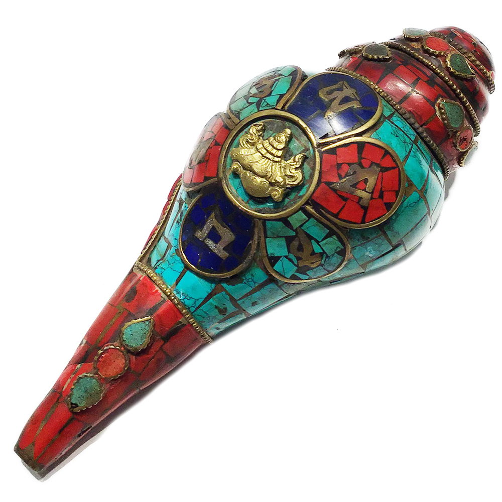 六字真言 寶蓋 鑲寶石法螺【十方】150698