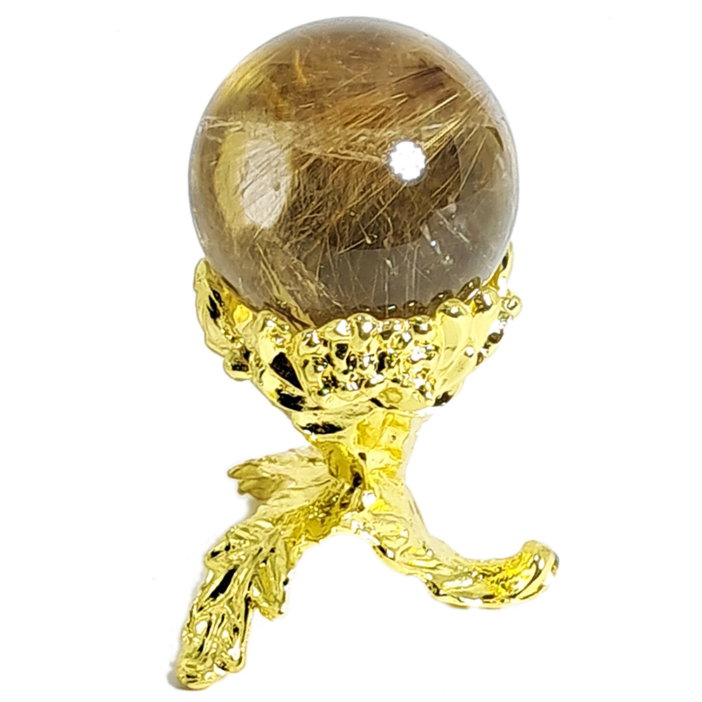 天然髮晶球3.3公分+彼岸花托球座【十方】152252