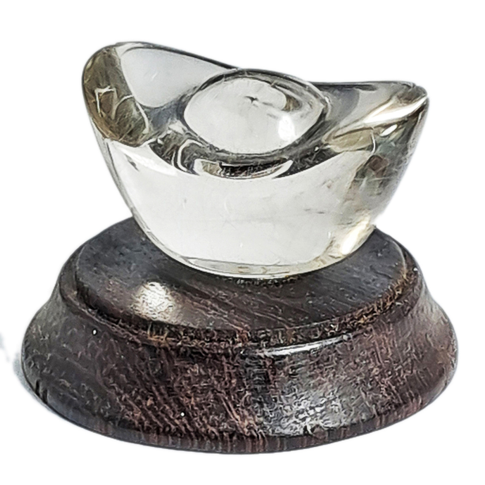 髮晶元寶2.3公分&雞翅木座加贈聚寶盆【十方】152280