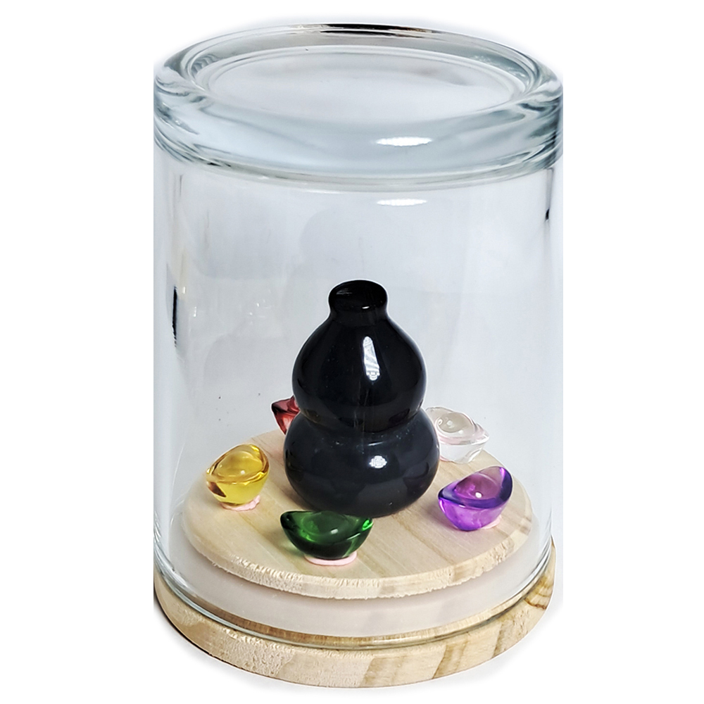 葫蘆3.7公分{彩虹眼黑曜岩}開運寶瓶【十方】152354