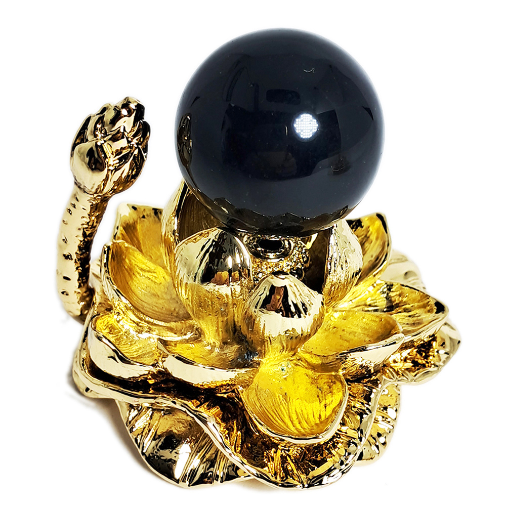 黑曜石球2.4公分+金蓮座【十方】152279