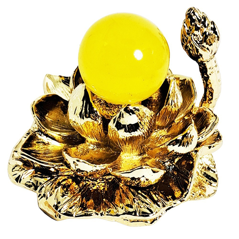 黃瑪瑙球1.8公分+金蓮座【十方】152276