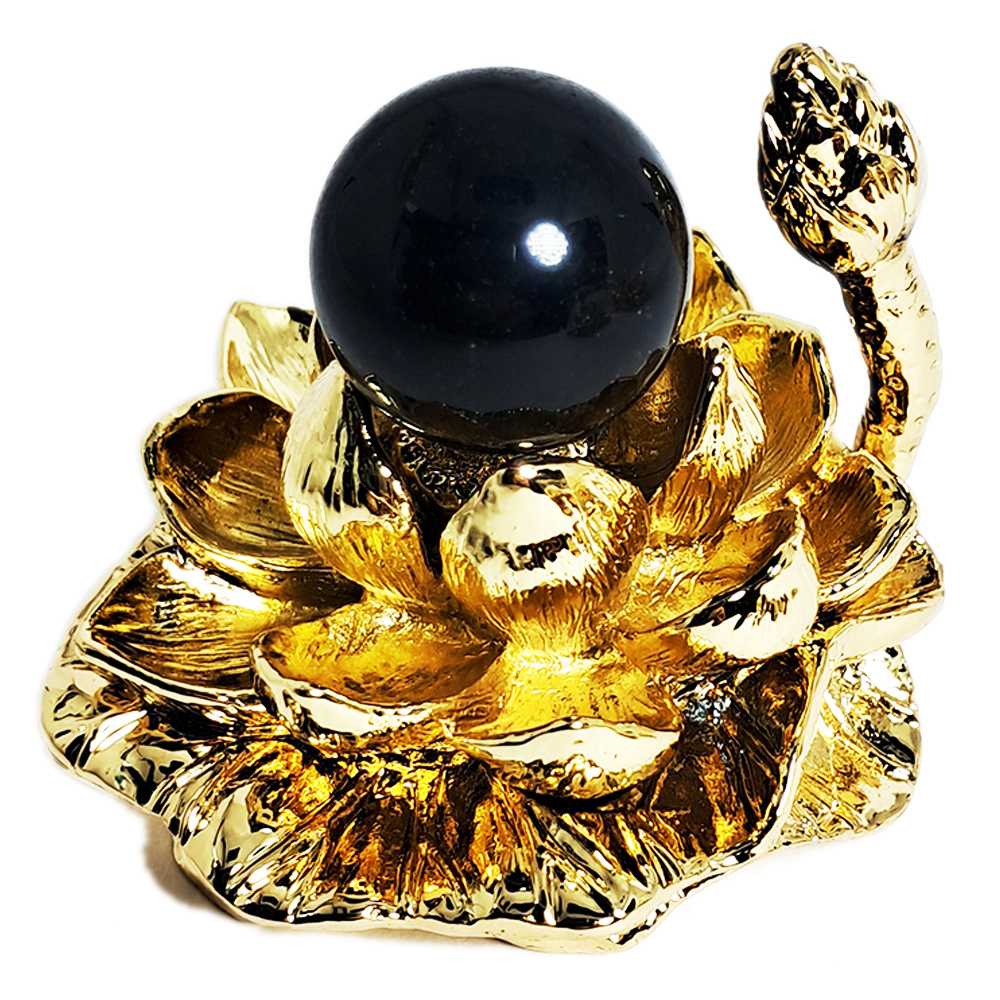 黑曜石球2.4公分+金蓮座【十方】152277