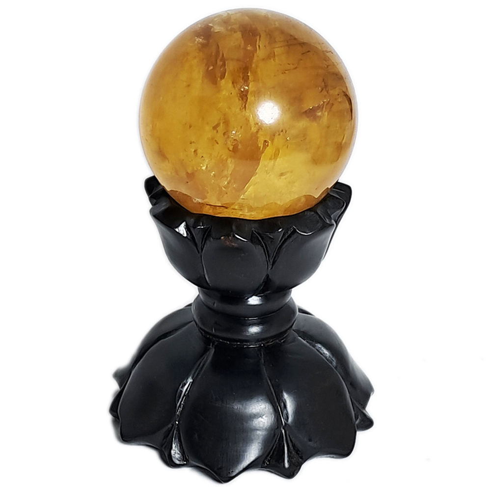 黃冰晶球4公分附黑檀蓮座【十方】152430