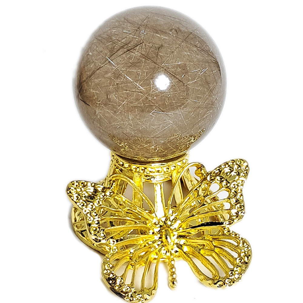 銀絲髮晶4.3公分&蝴蝶座【十方】152438