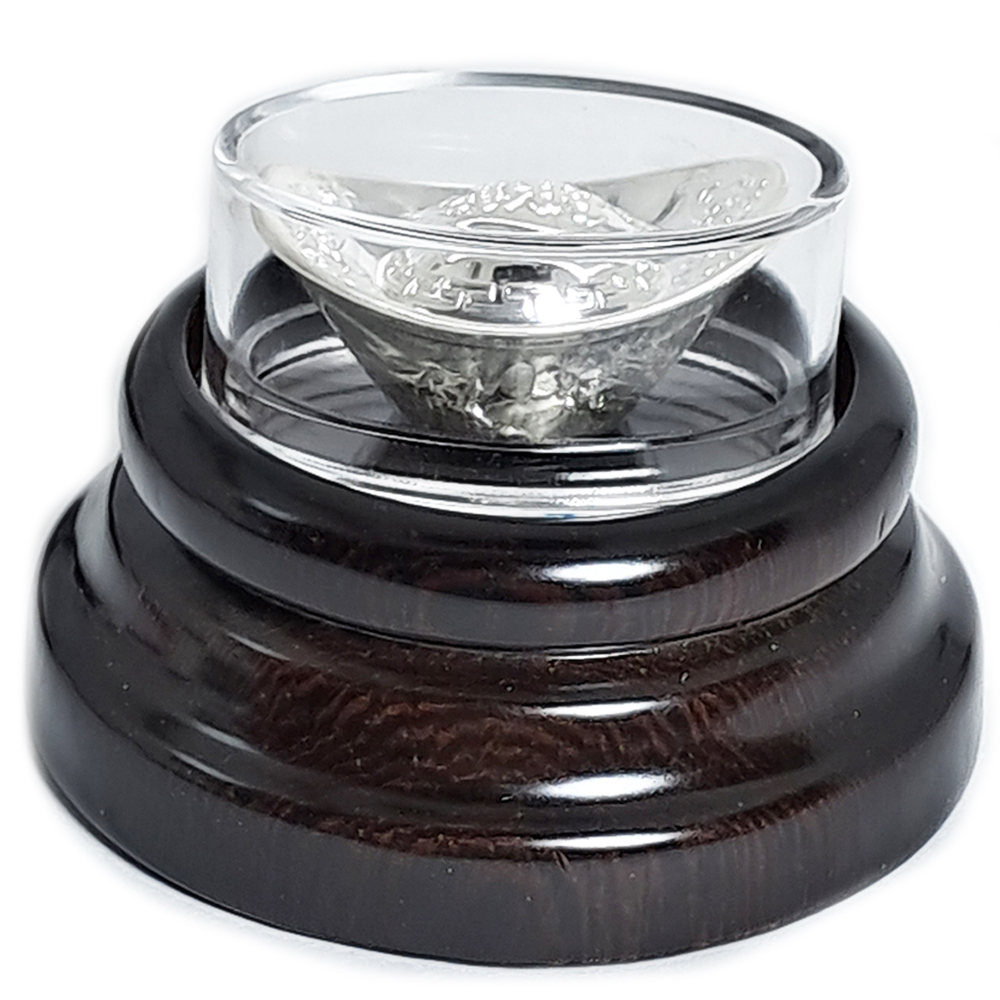 招財進寶 純銀元寶3公分&黑檀座【十方】152394