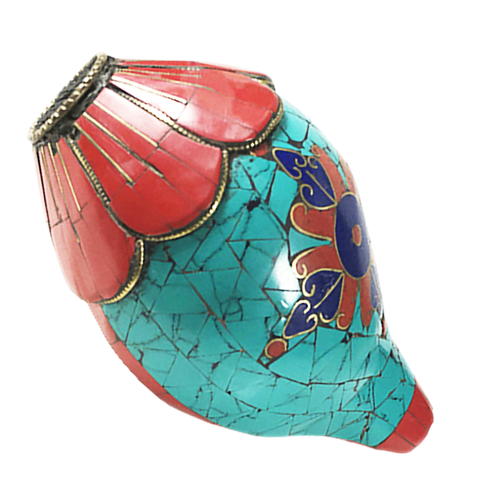 {十字杵}鑲綠松石法螺11公分【十方】126212