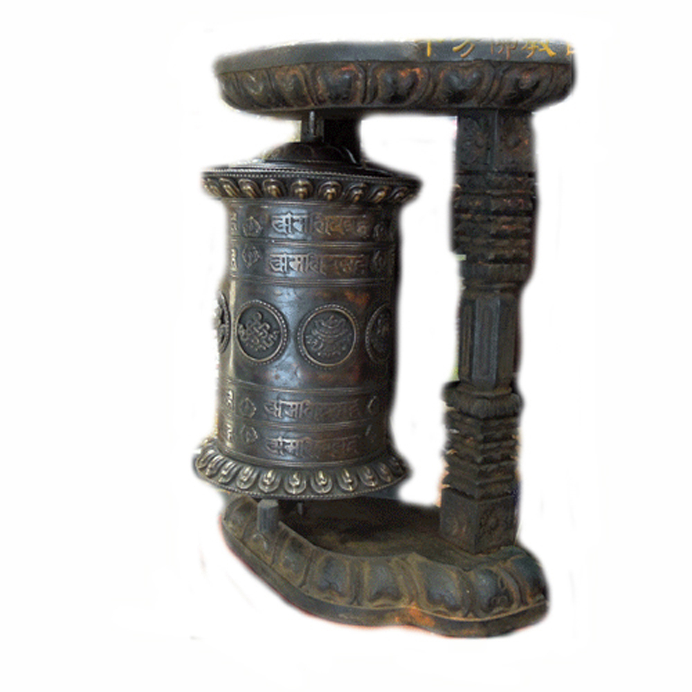 藏傳{巨型}手轉經輪&木座 58公分【十方】127223