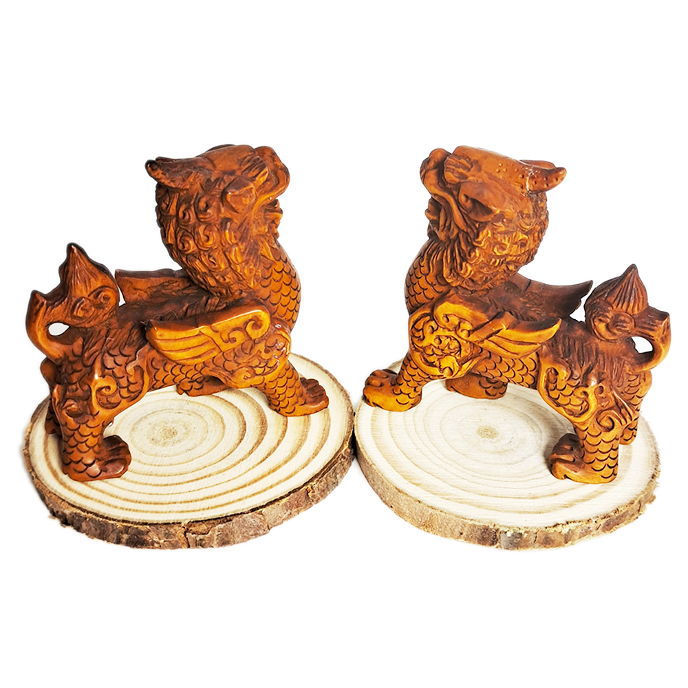 招財貔貅{黃楊木}ㄧ對【十方】130769