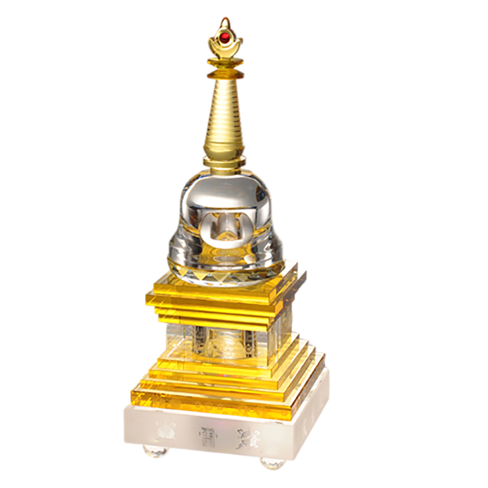 黃晶佛陀涅槃塔(高30公分)附LED燈座(插電式)【十方】133582