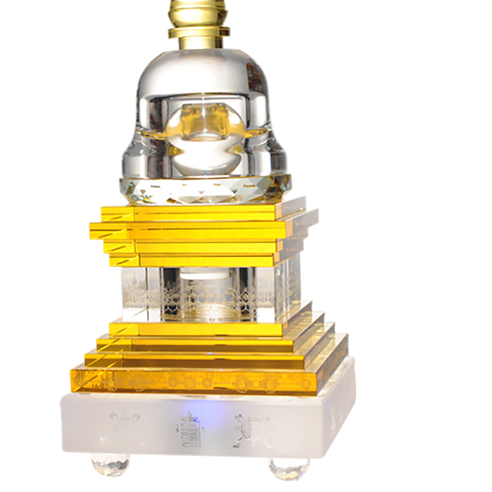 黃晶佛陀涅槃塔(高30公分)附LED燈座(插電式)【十方】133582