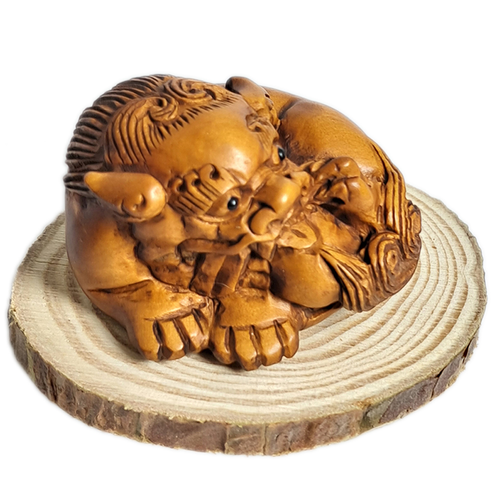 求子麒麟{黃楊木雕}開運精品【十方】132863