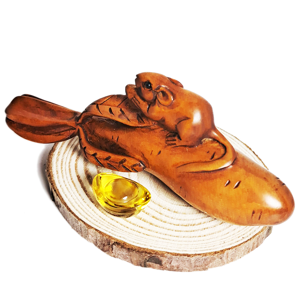 鼠錢{黃楊木}好彩頭【十方】133368