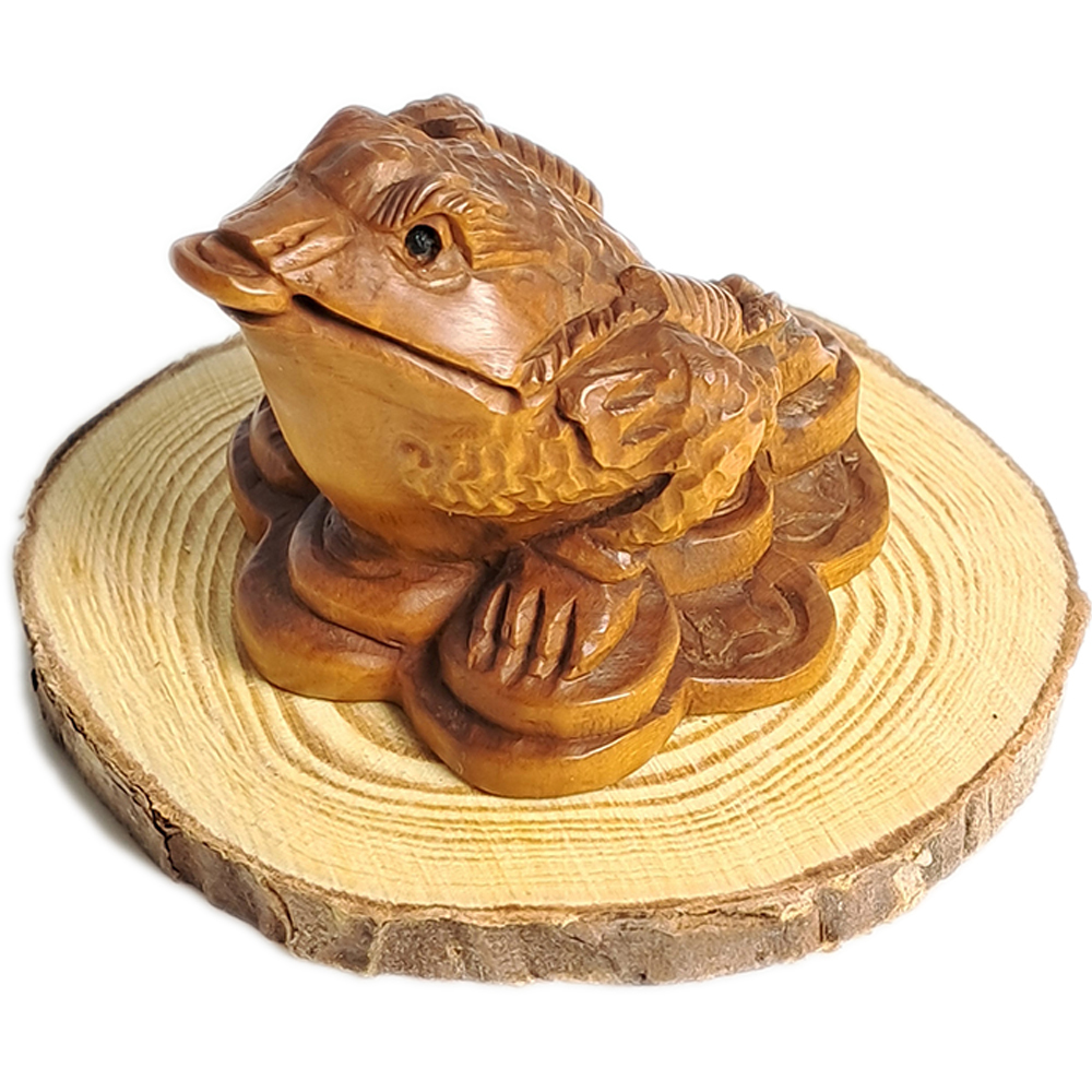 咬錢蟾蜍{黃楊木雕}開運精品【十方】132872