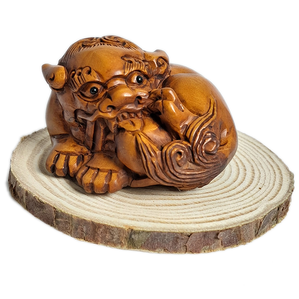 求子麒麟{黃楊木雕}開運精品【十方】132863