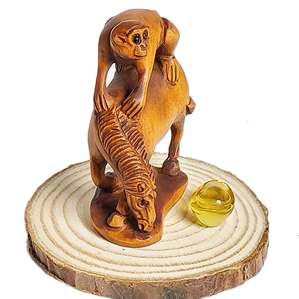 馬上封侯{黃楊木雕}開運精品【十方】134270