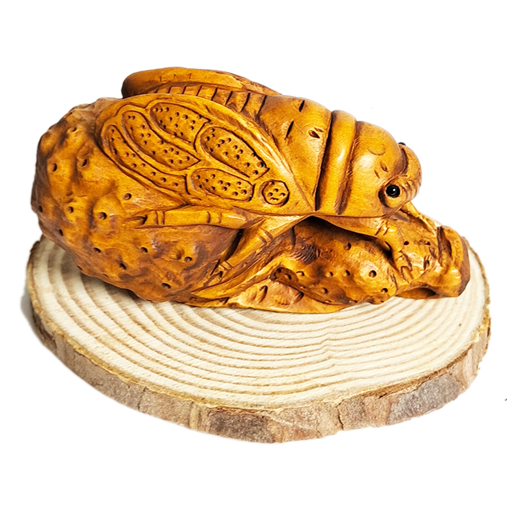 金蟬脫殼{黃楊木雕}開運精品【十方】134735