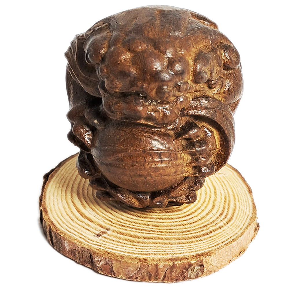 祥獅捧珠{土沉木雕}開運旺財【十方】134828