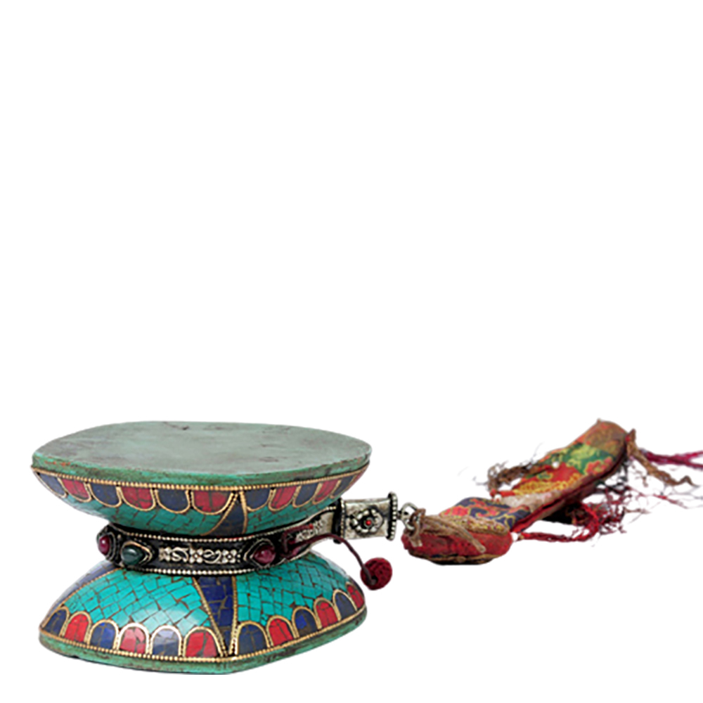 手鼓 蓮花座 鑲綠松石【十方】136865