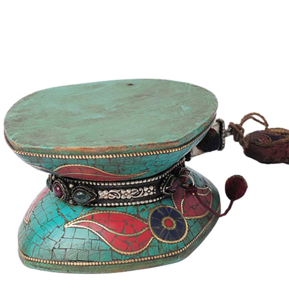 手鼓 蓮花 鑲綠松石【十方】136870