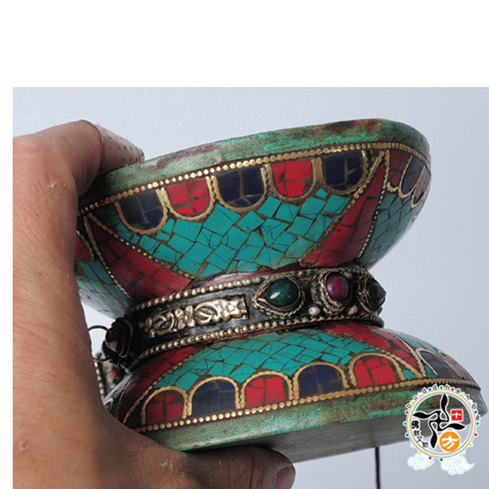 手鼓 蓮花 鑲綠松石【十方】136872