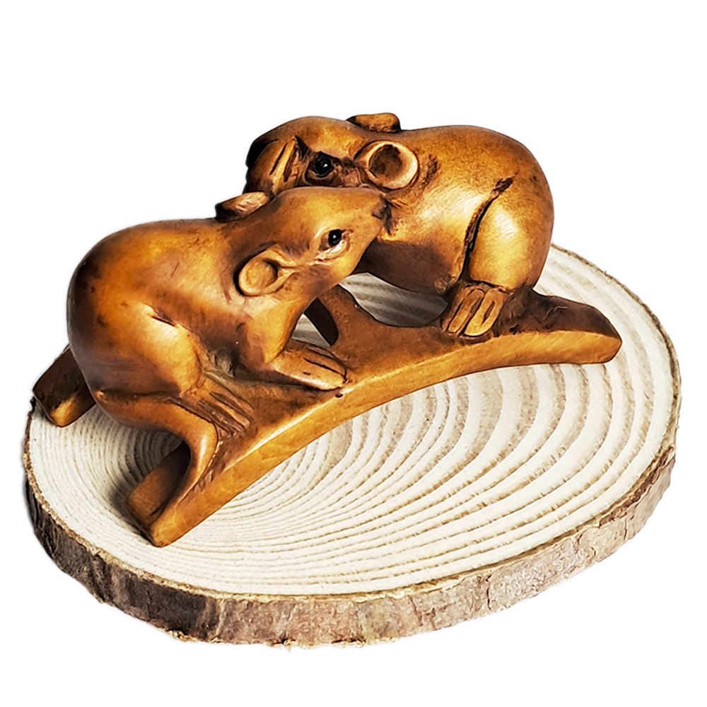 鼠來寶 黃楊木精雕【十方】136890