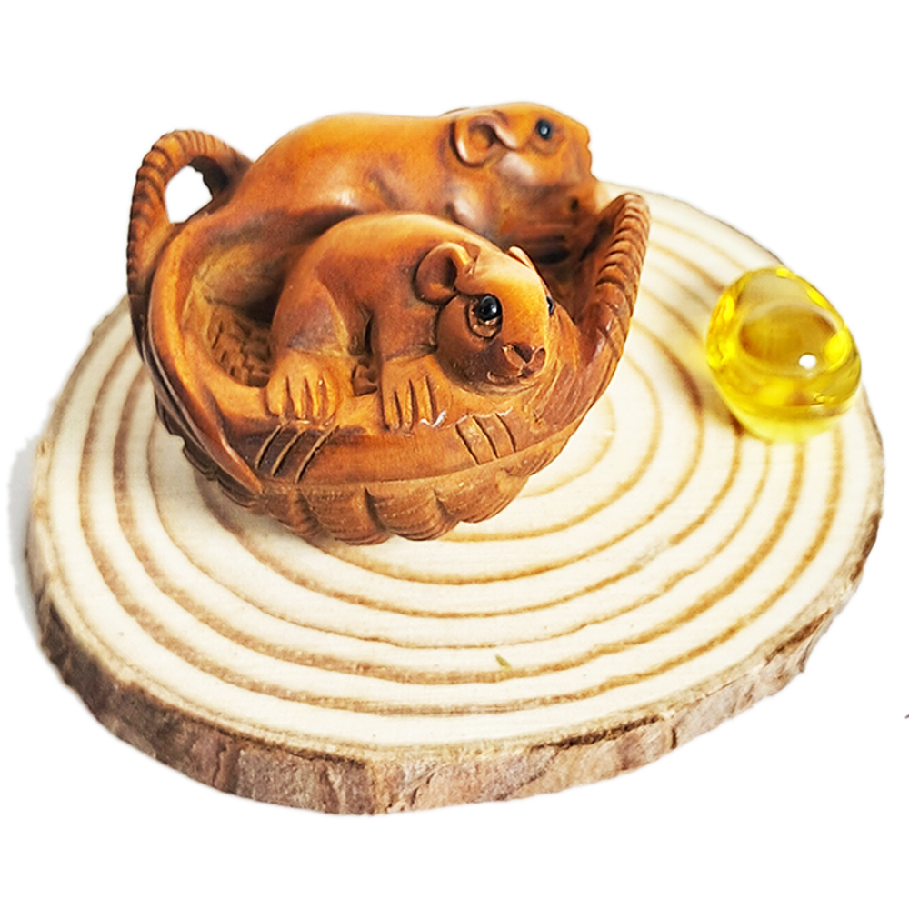 鼠來寶(黃楊木雕)開運精品【十方】138746