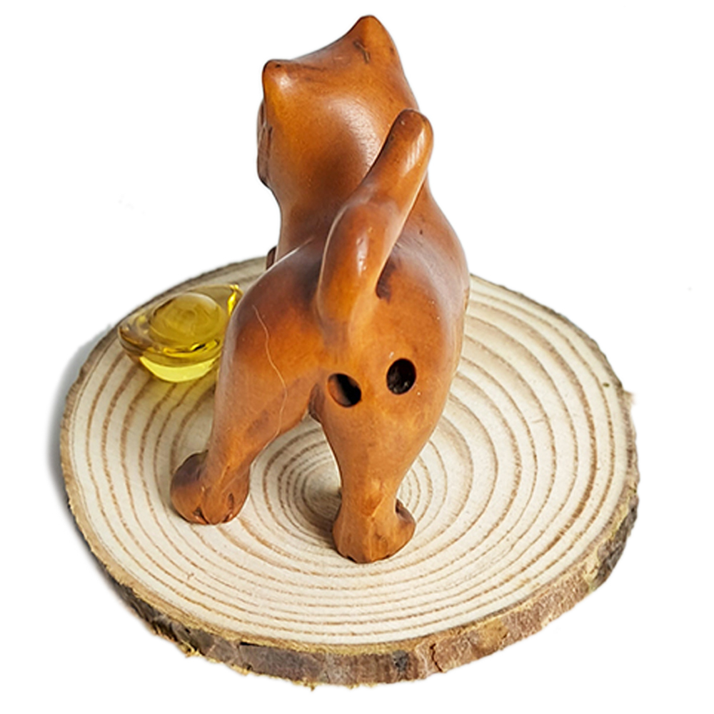 貓{黃楊木雕}開運精品【十方】141097