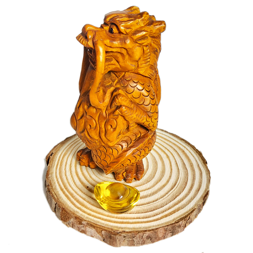 祥龍翻騰{黃楊木}開運精品【十方】139650
