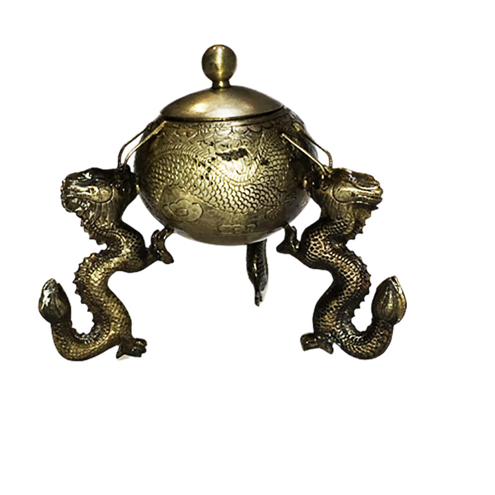 祥龍古銀 寶鼎 寶罐 11*10.6公分【十方】144027