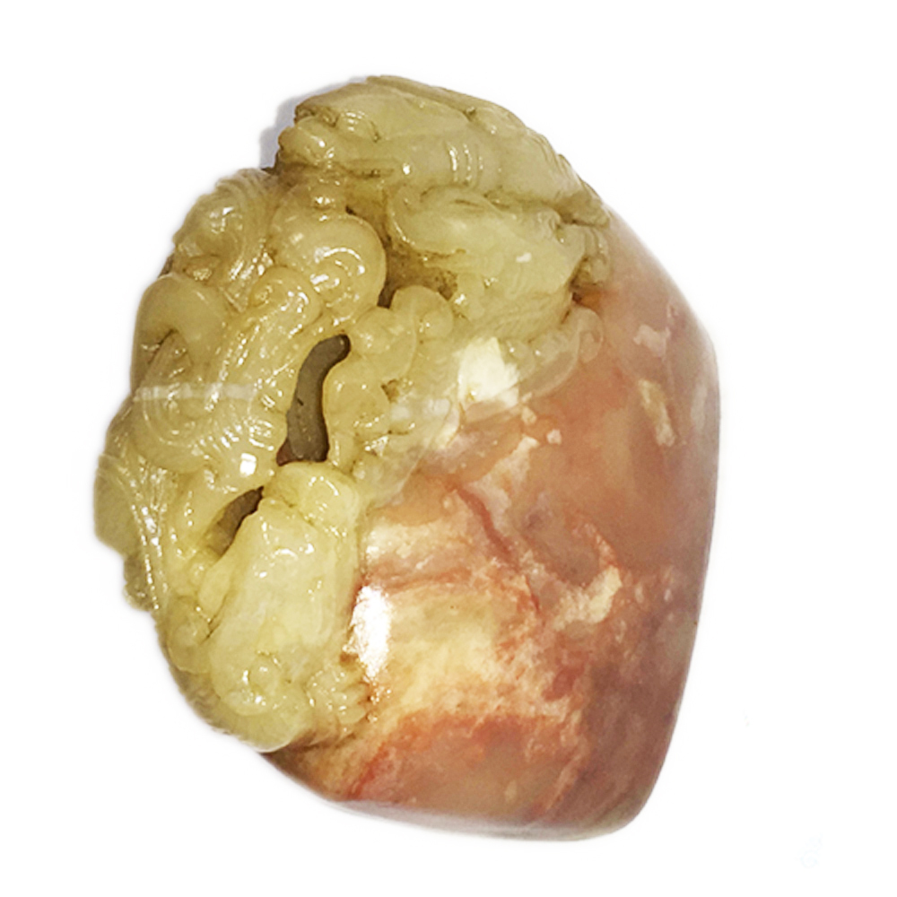 龍鳳巧雕 雞血石印章7*6.2*3.7公分【十方】144031