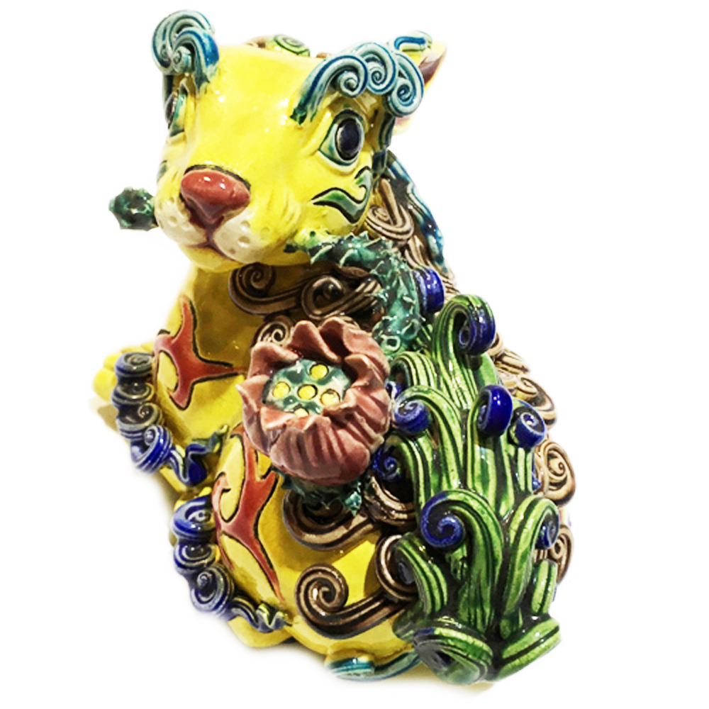 揚眉吐氣 交趾陶精品15*10*9.2 公分【十方】144056