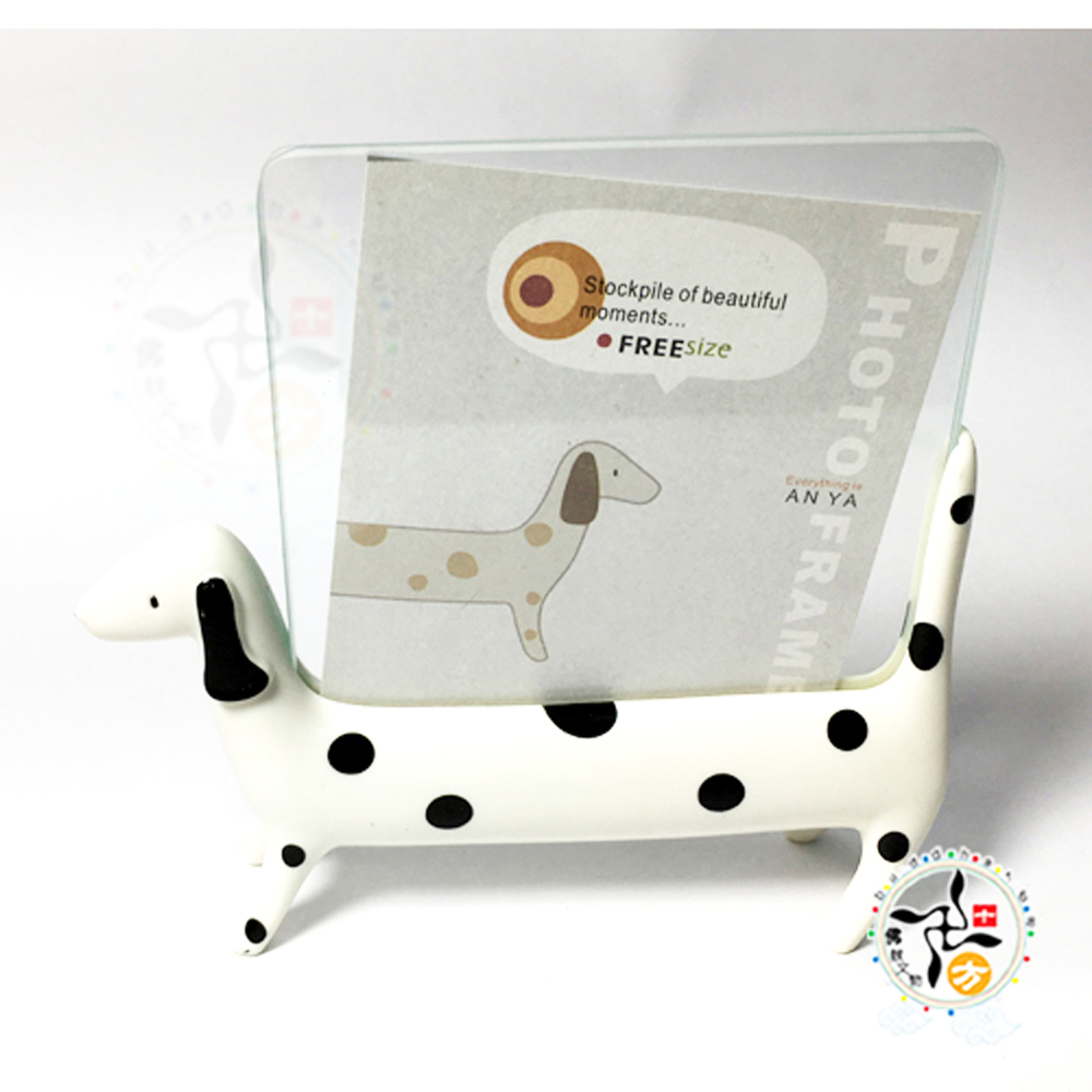 大麥丁狗白色 相框架高11.3公分【十方】145825