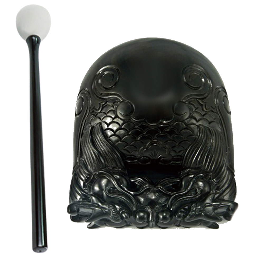 黑檀精雕雙龍木魚4吋【十方】146771