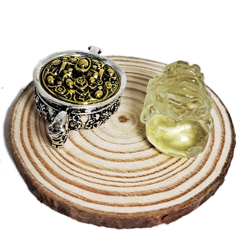 三腳金蟾蜍檸檬黃水晶&聚寶盆【十方】149953