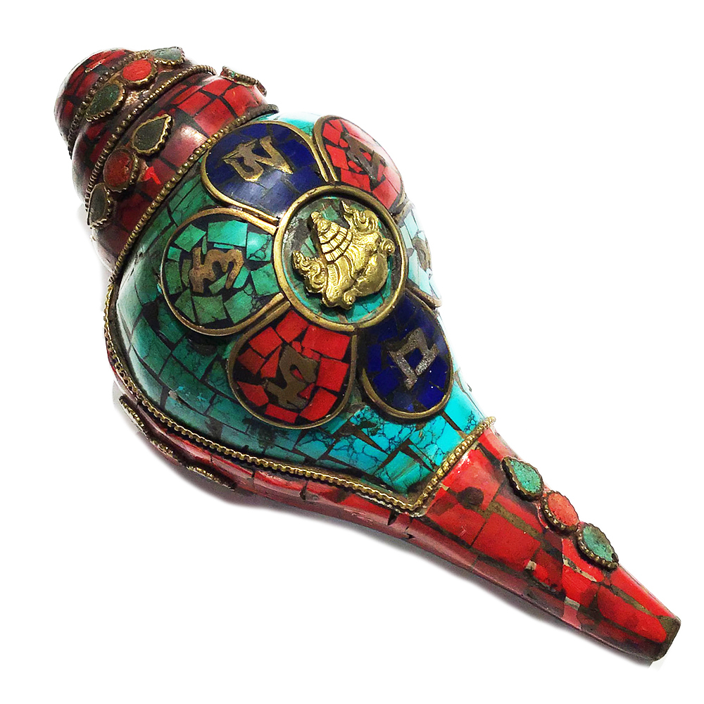 六字真言 寶蓋 鑲寶石法螺【十方】150698