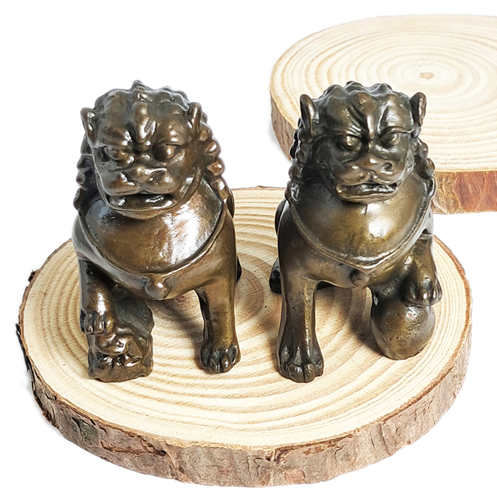 古銅祥獅一對【十方】150975