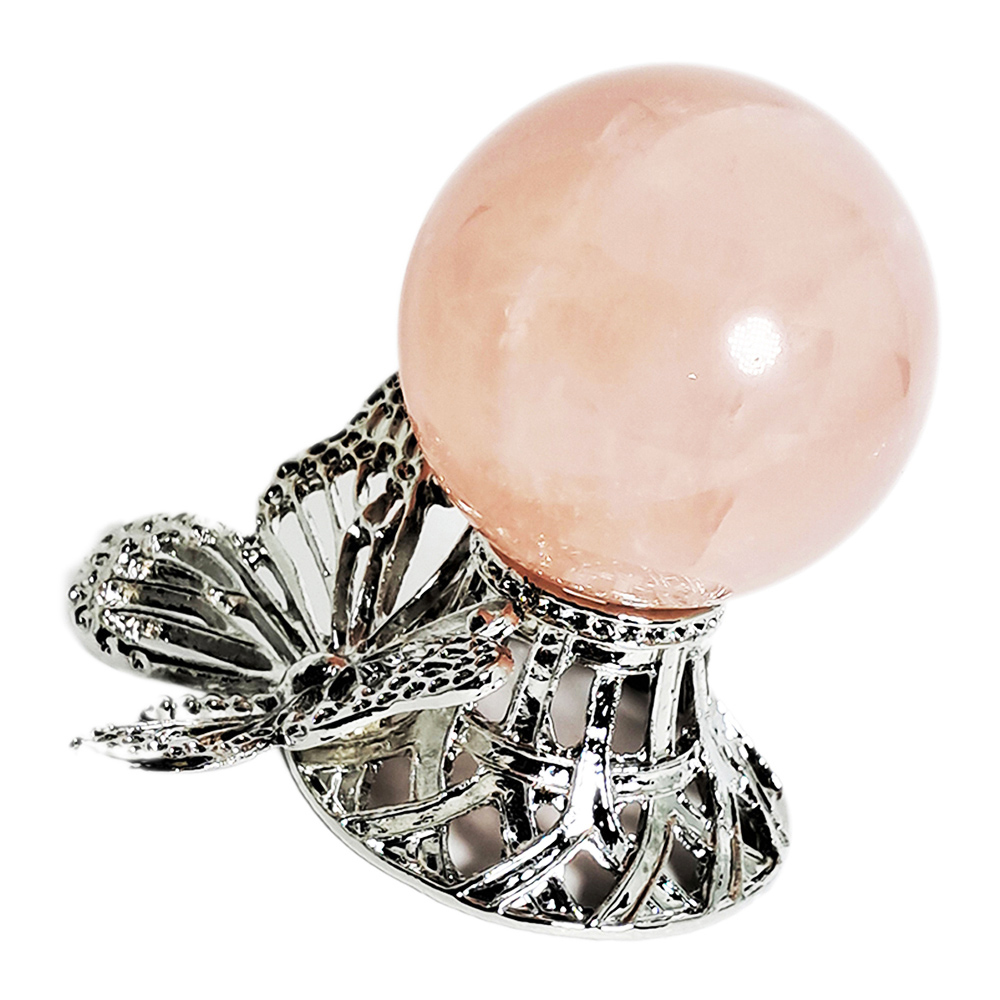 粉晶球45mm+銀蝴蝶球座【十方】152248