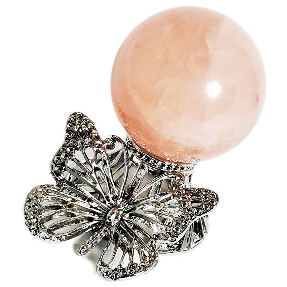 粉晶球45mm+銀蝴蝶球座【十方】152248